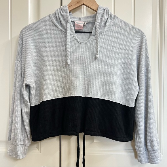 Paper Crane Other - For All Seasons by Paper Crane Girls Cropped Hoodie Top in Gray/Black, Size XL